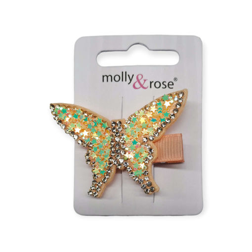 Picture of MOLLY&ROSE BUTTERFLY CLIP GLITTER&GEM CLIP APRICOT